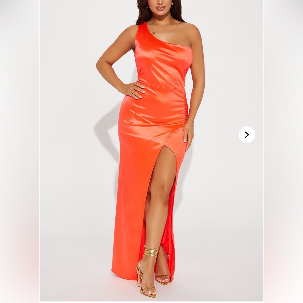 Elegant Orange Satin Evening Dress